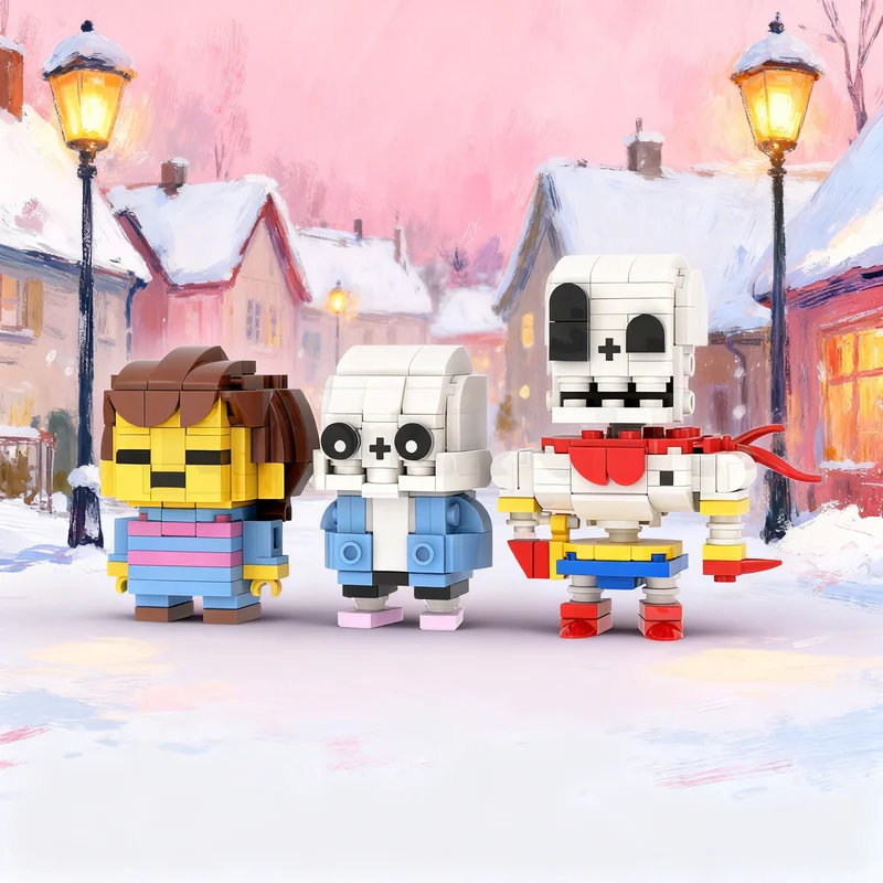 375pcs MOC Frisk Sans Papyrus Brick Figure Undertale Model Building Blocks Module Diorama Ship Robot Aircraft City Mini Toy Gift