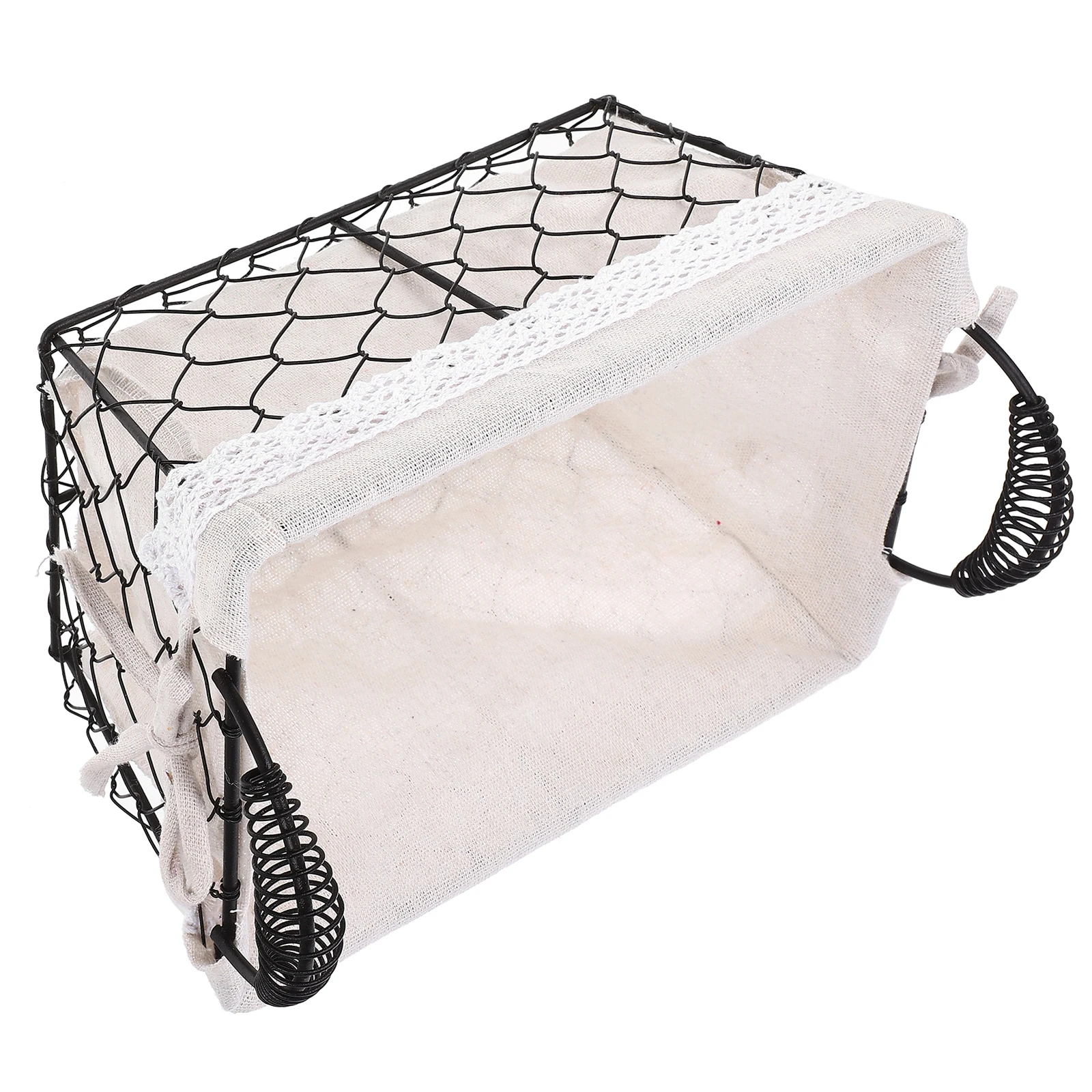 

Iron Wire Fruit Basket Handheld Storage Container for Bread Vegetables Snacks Eggs Removable Cloth Lining Easy Cleaning Home