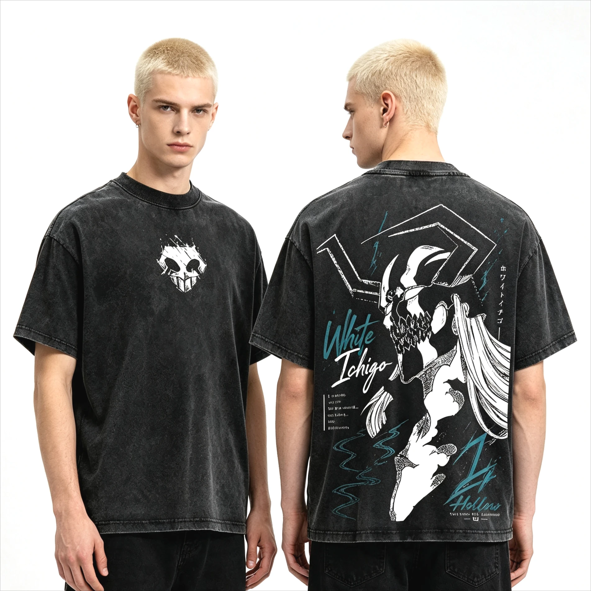 Summer Hot Sale Anime Kurosaki Ichigo Yhwach BLEACH Graphic Double Sided Print T-shirt Y2K Unisex Casual Oversized Round T-shirt