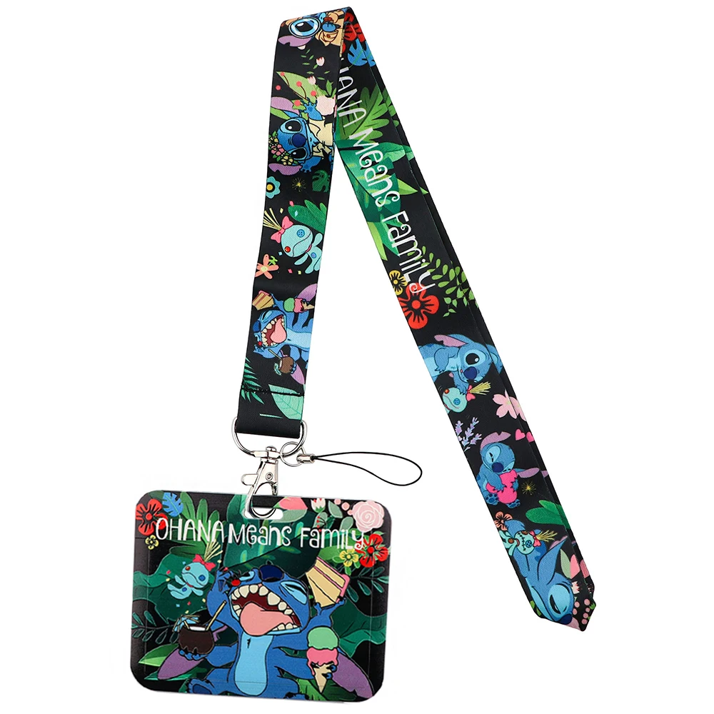 YQ883 Stich Lanyard Alien Monster Telefon Gurt Schlüssel ID Pass Karte Abzeichen Halter Cartoon Schlüsselbund Hängen Seil Lariat Kinder Geschenk