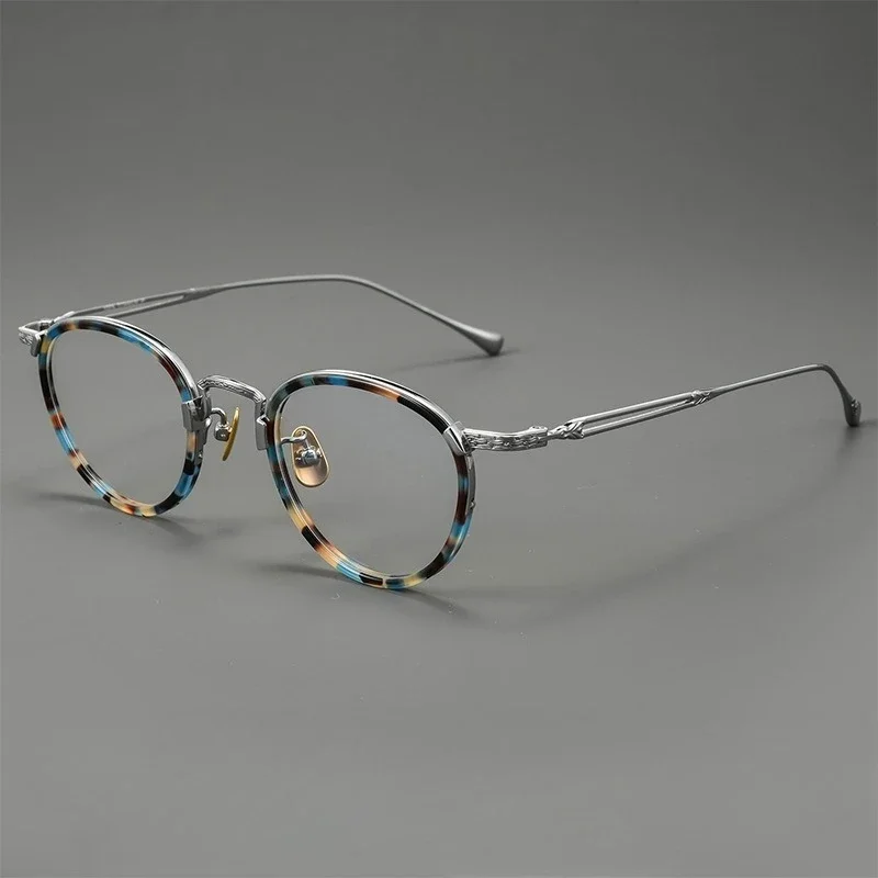 

Ultra-light Titanium Round Myopia Handmade Glasses E-046S Small Retro Frame for Men Prescription Women Anti Blue Light Eyewear