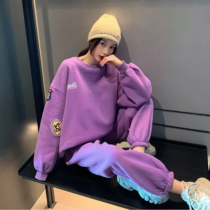 

Fashionable Sportswear Sweatshirt Set Women's Spring Autumn 2026 New Style Youthful Korean Version Student Two-Piece Set
