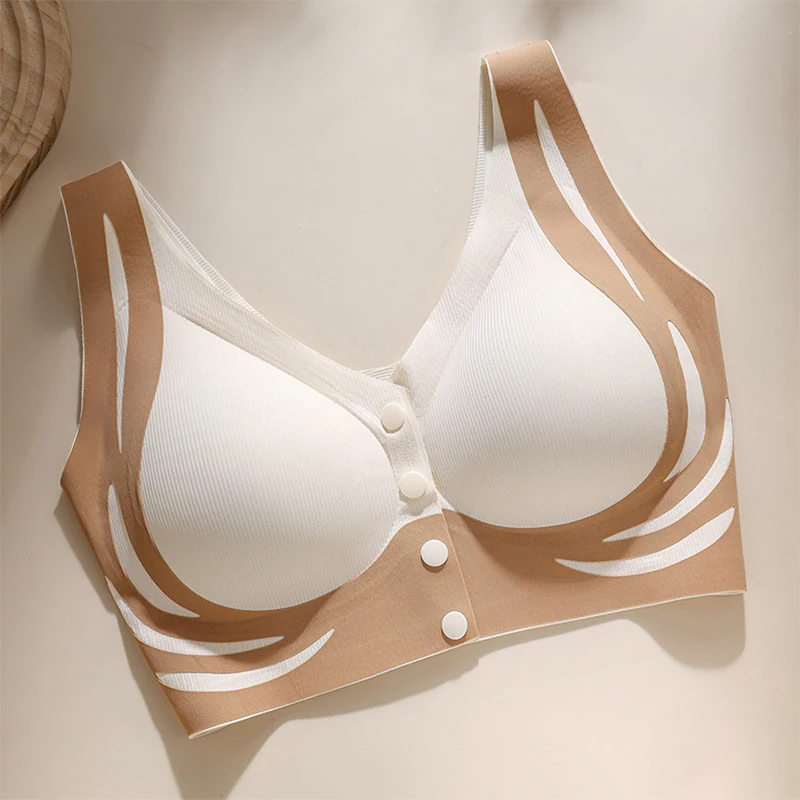 

Women Front Open Button Breastfeeding Bra Comfortable Traceless And Anti Sagging Fixed Double Shoulder Strap Bra Women Bra
