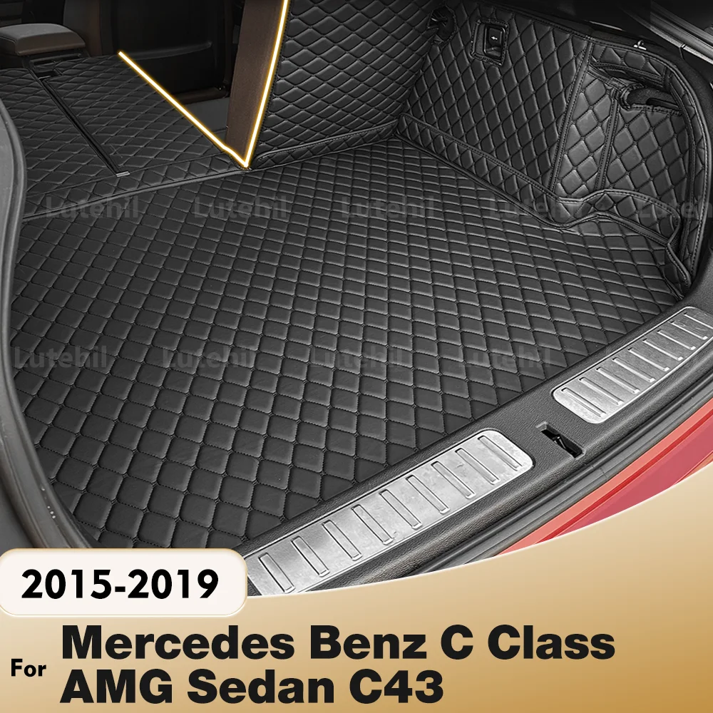 

LUTEHILFor Mercedes Benz C Class AMG Sedan C43 2015-2019 Custom PU leather car trunk mat waterproof boot Car Accessories