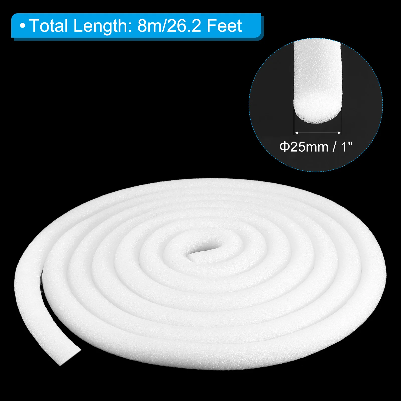 Uxcell 1/3/5Pcs 1-15m White Backer Rod for Gaps and Joints 6-60mm OD Foam Rope Caulk Crack Joint Filler Roll Seal Weather Strip
