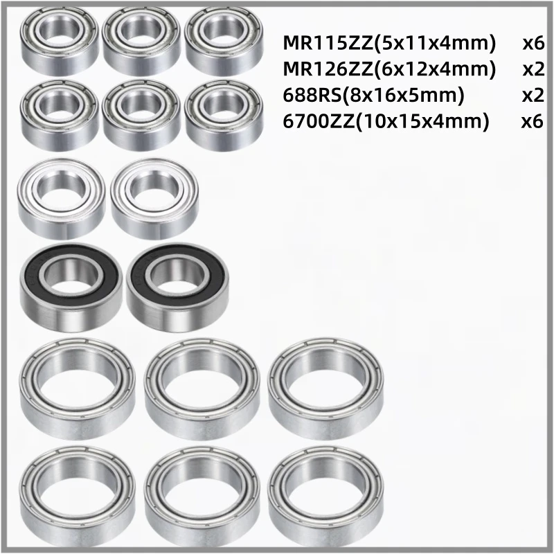 16Pcs Sealed Mini Ball Bearing Kit for Traxxas Hoss 4x4 VXL 1/10 RC Monster Truck MR115 MR126 688 6700 Upgrade Replacement Set