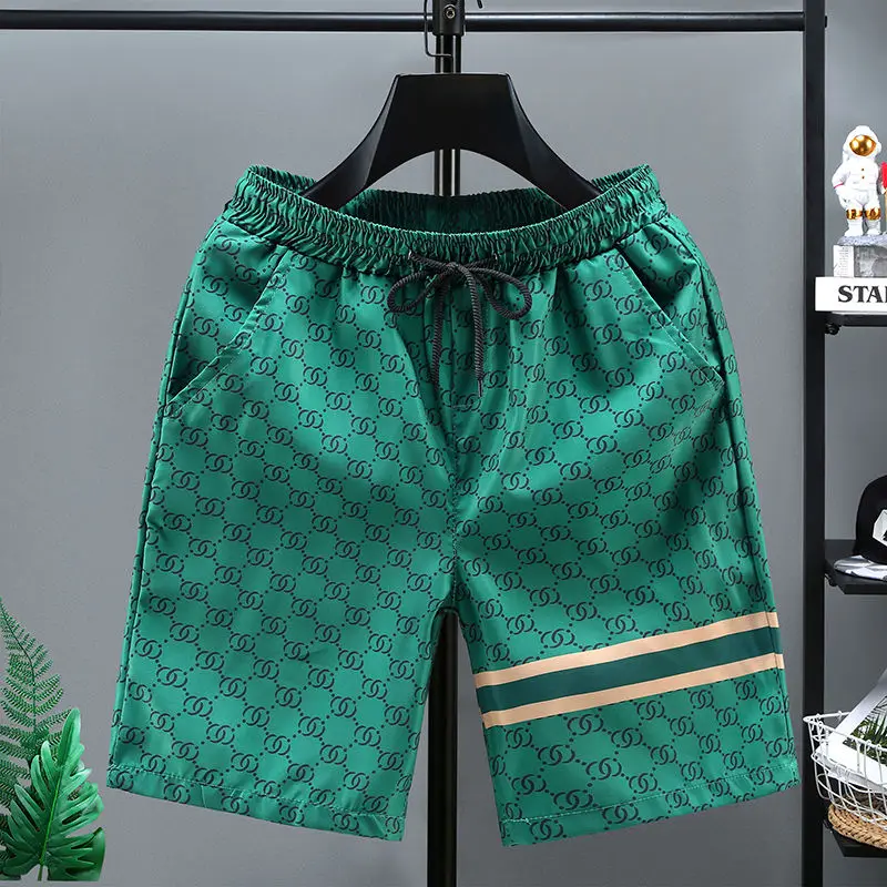 

2024 American shorts men's summer thin quick-drying ice silk five-point pants spiritual guy wearing casual big pants beach pants