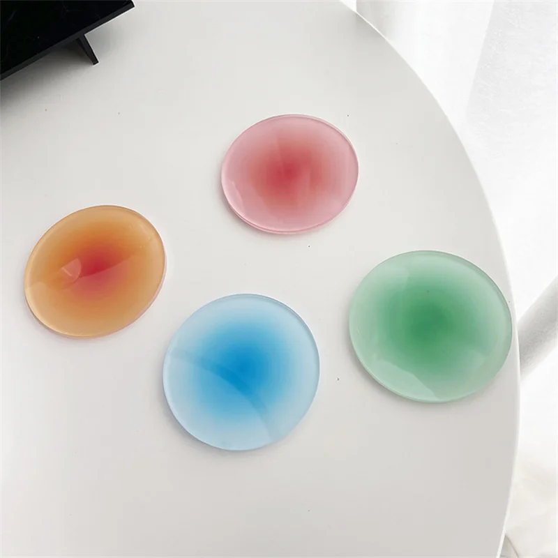 1 pc Simple acrylic heat insulation pad and coaster, circular sunset gradient color decorative ornament, table ornament.