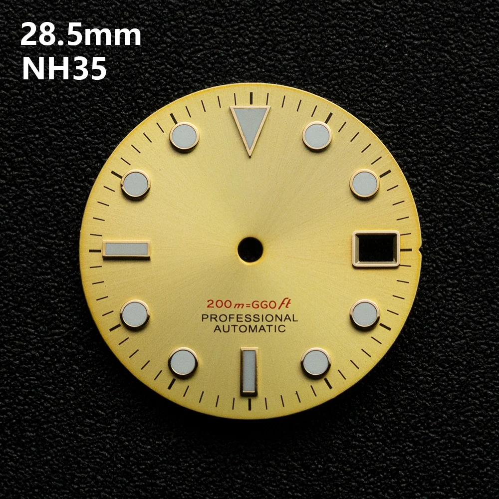 Cadran professionnel avec Logo S 28.5mm, adapté au mouvement NH35/NH36/4R36 C3 vert lumineux Sunburst, cadran de plongée, accessoires de Modification