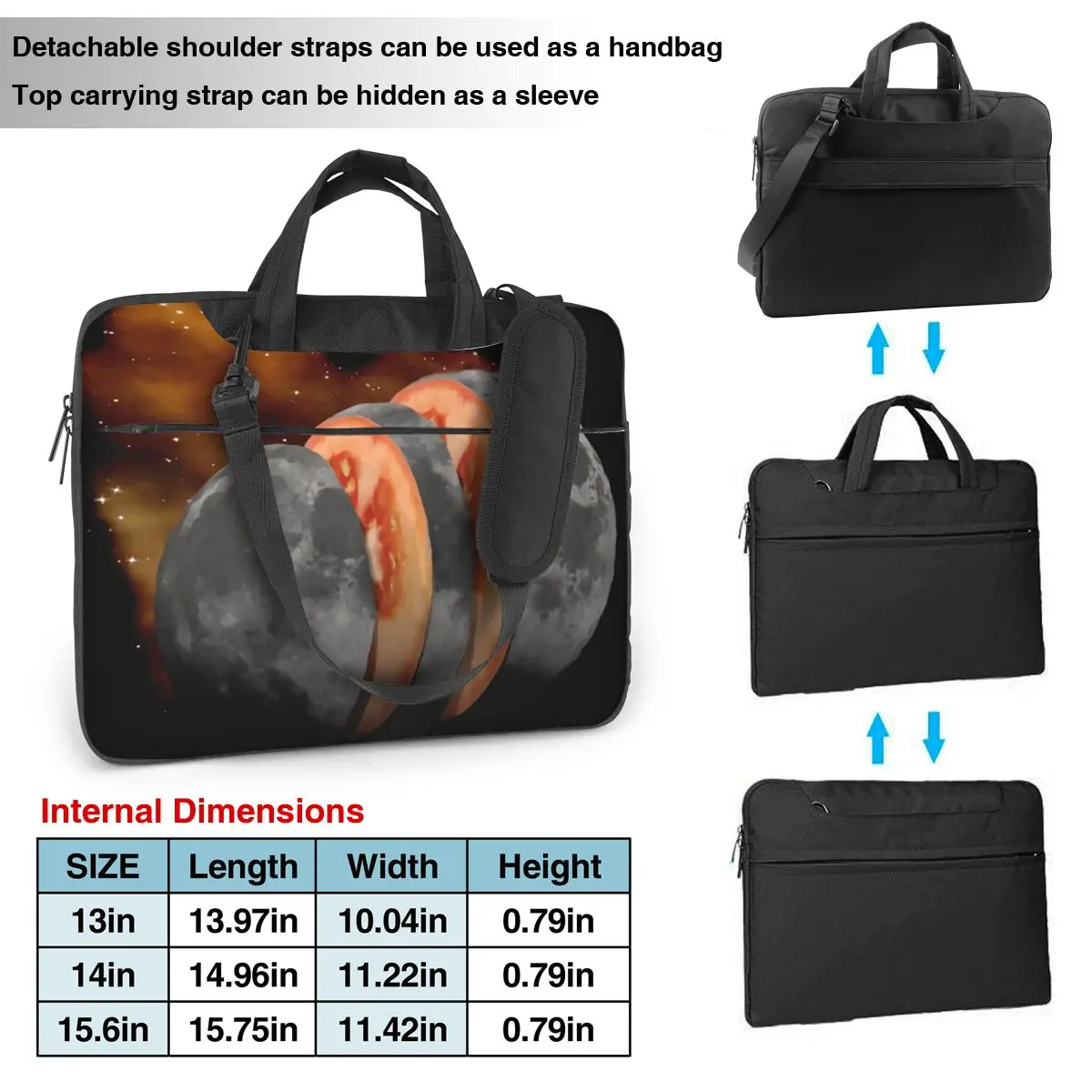 Laptop Bag Moon Tomato Portable Briefcase Bag Sliced Planet For Macbook Air Acer Dell 13 14 15 Stylish Computer Pouch