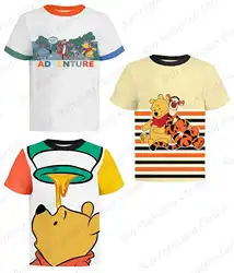 2024 New Summer Disney Winnie the Pooh Honey Jar 3D Printed T-Shirt Tigger Eeyore Pig Short Sleeve KID/Adult Cute Cartoon Top