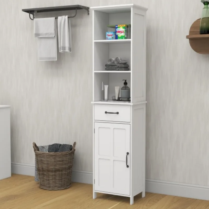 FENGSHUO High-quality Simplicity Versatile White Floor Standing Cabinet With 1 Door And 1 Drawer Extra Large Storage Space