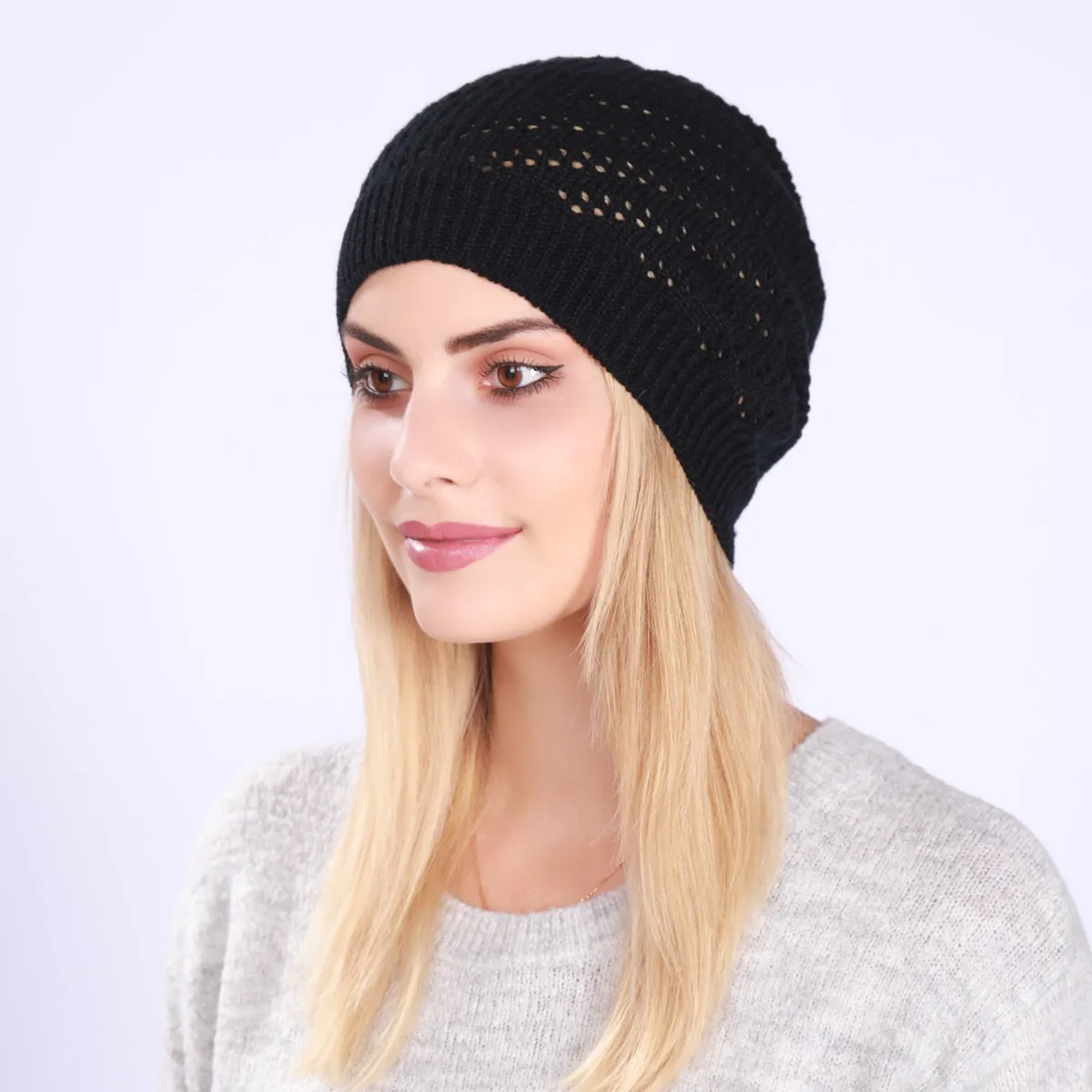 2pcs/1pc Autumn/Winter Thin Single layer Hollow Head Cap Stacking Cap Knitted Warm Headscarf Beanies Hat