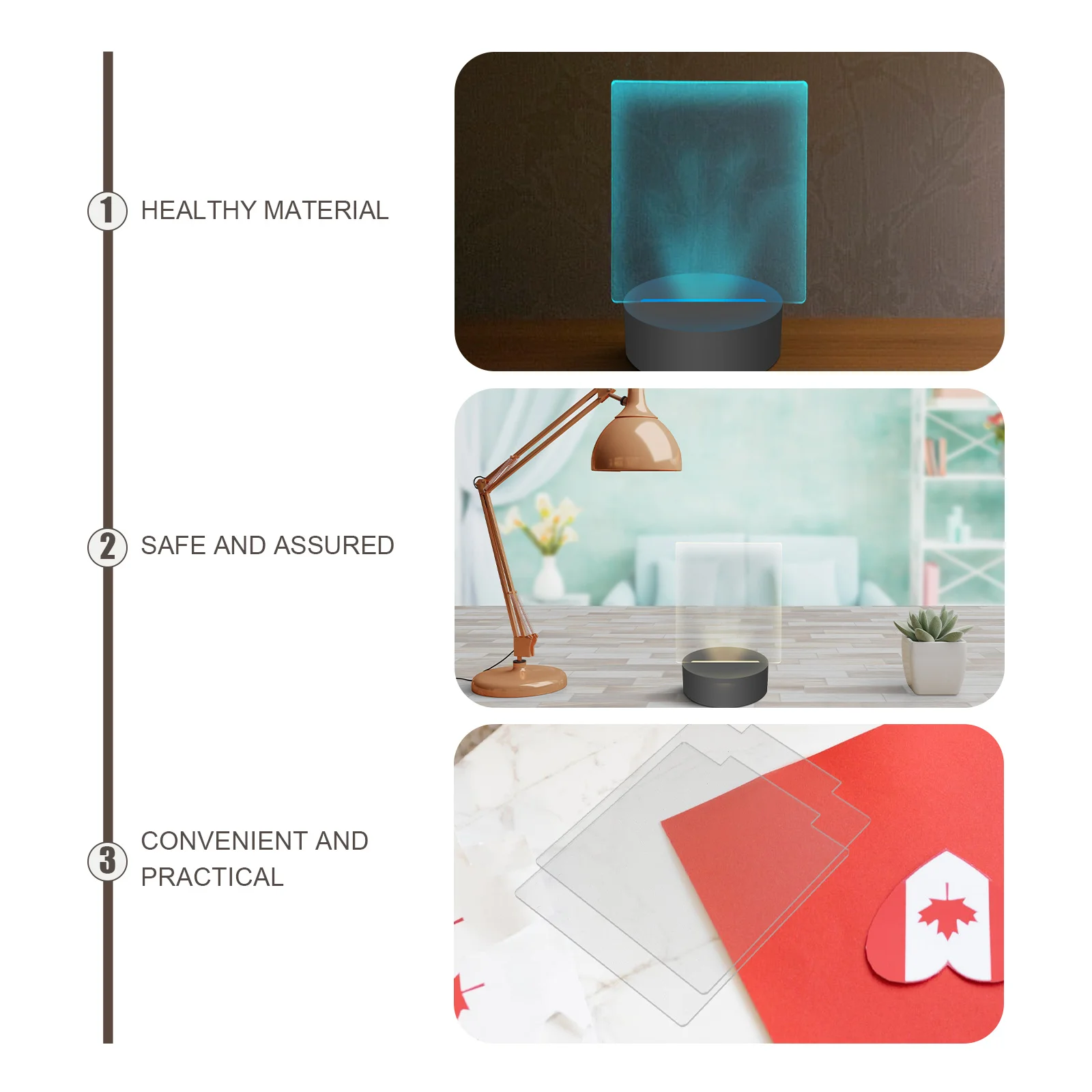 4 قطعة لوحة إضاءة LED من الأكريليك الأنيق مقاومة التآكل على المدى الطويل تستخدم ديكور المنزل لوحة إضاءة LED من الأكريليك الممتع بنفسك #6