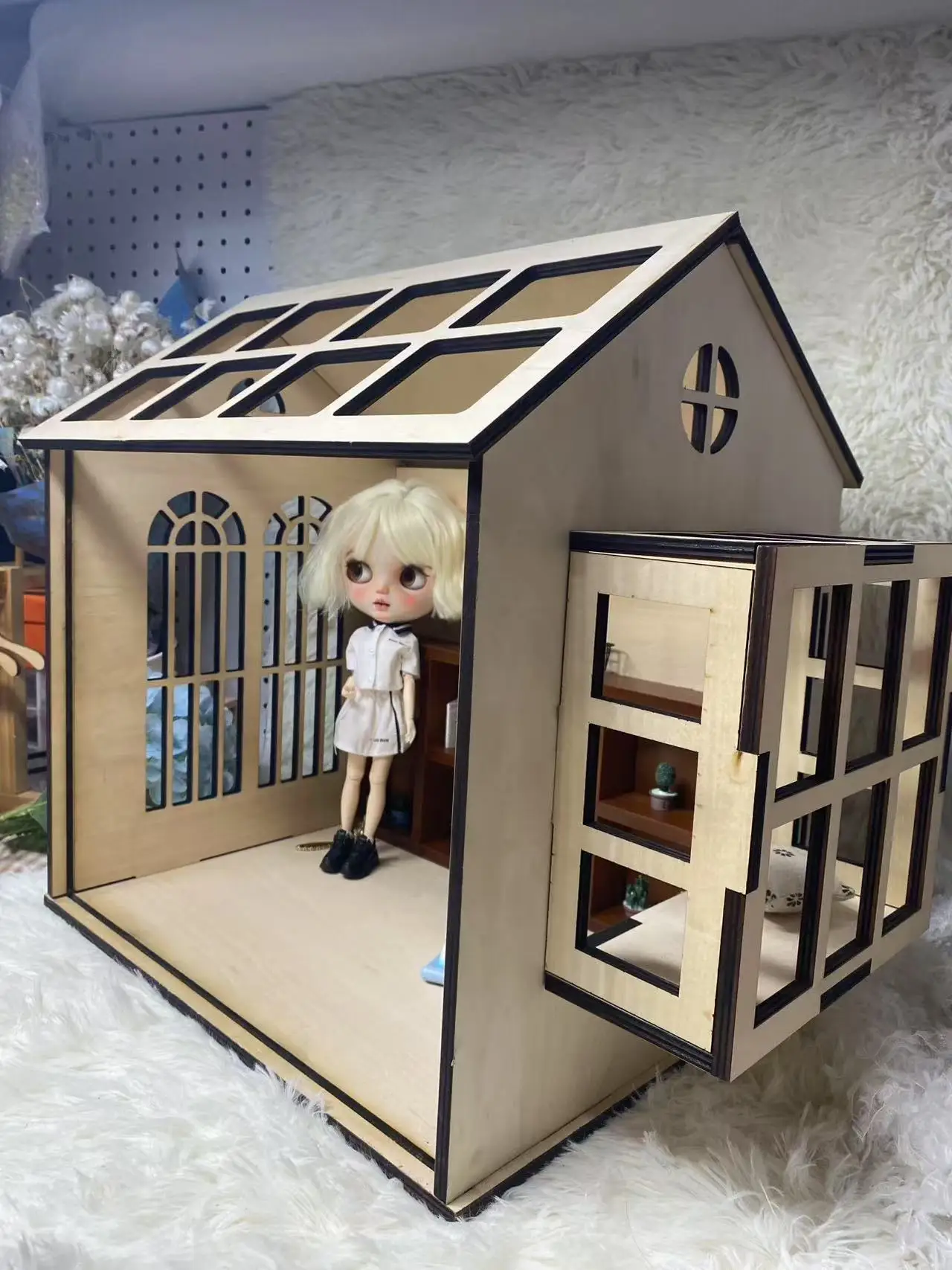 1/6 بيت الدمية الخشبي إكسسوارات بيت الدمى ملحقات بيت الدمى المصغر لتقوم بها بنفسك منزل مصغر