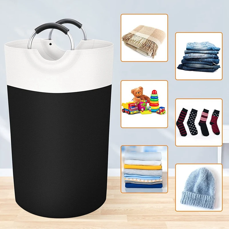 

Large Capacity Waterproof Laundry Basket Household Foldable Laundry Basket With Foam Protected Aluminum Handles