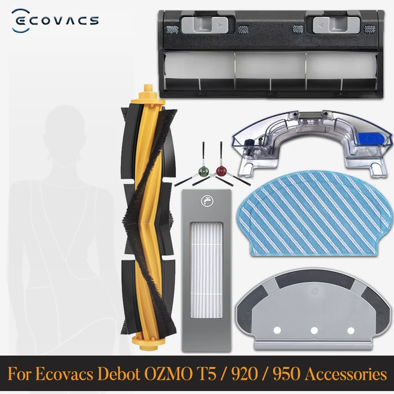 For Ecovacs Debot OZMO T5 / 920 / 950 Accessories Main Side Brush Water Tank Castor Wheel Filter Mop Vacuum cleaner spare parts