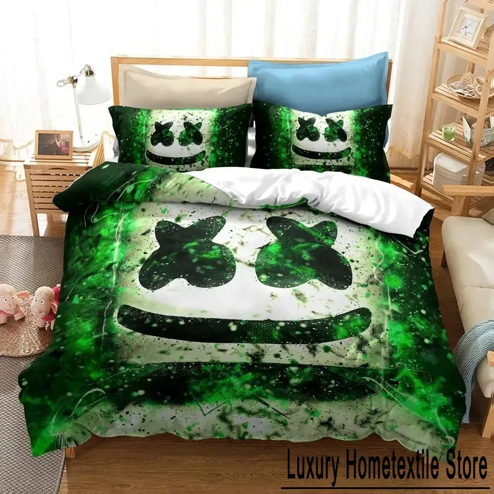 DJ Marshmallow Bedding Set Boys Girls Twin Queen Size Duvet Cover Pillowcase Bed Boy  Adult Fashion Home Textileextile