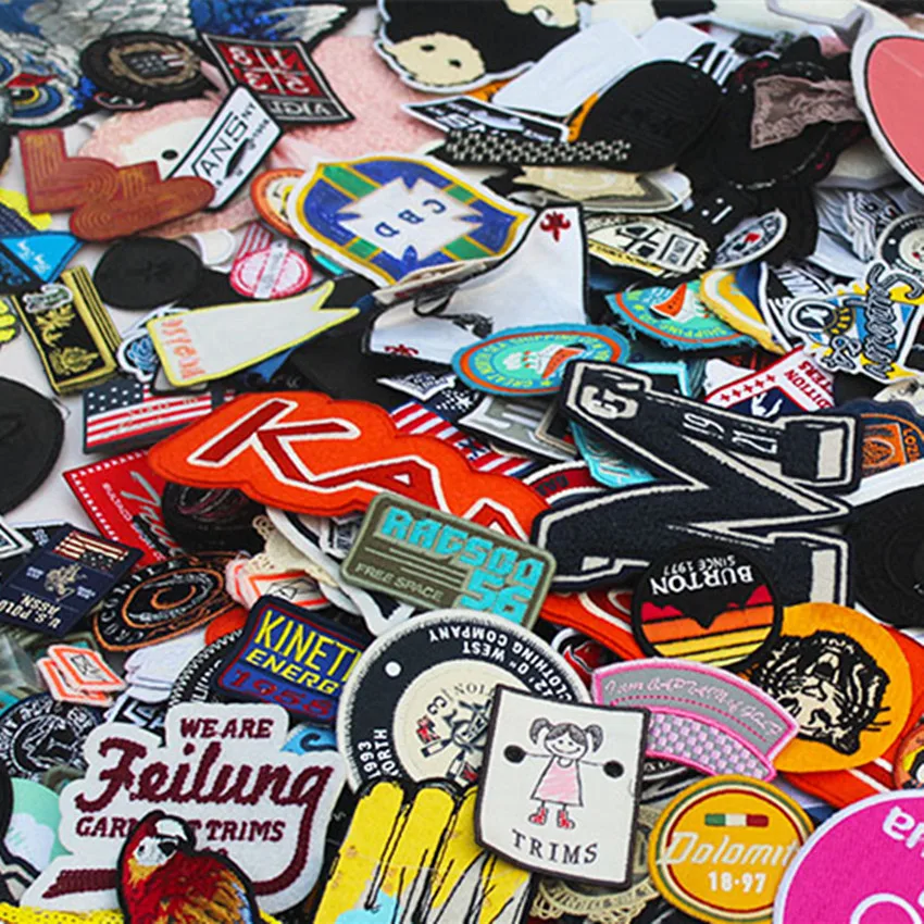 Random 100pcs/bag Mix Iron On and Sew-On Patches Fabric Embroidery Patches for Clothing DIY Clothes Stickers Appliques