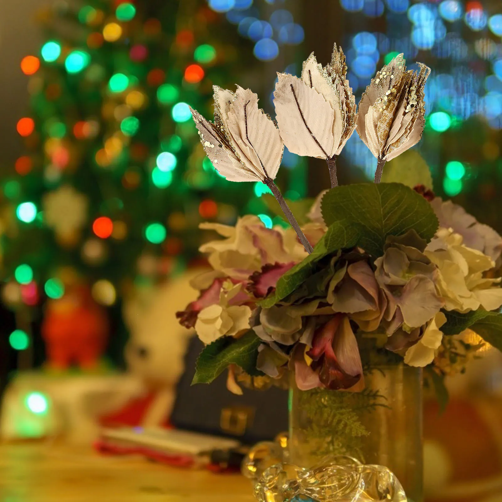 

6Pcs Artificial Christmas Decorative Flower Simulation Home Decor Xmas Party Flower Ornament Holiday Wedding Photography