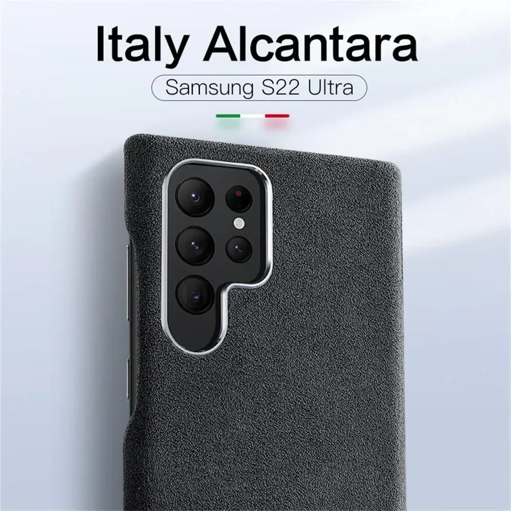 Alcantara Leather Phone Case for Samsung Galaxy S24 S23 Ultra S22 Plus S20 Premium Supercar Turn Fur Back Cover