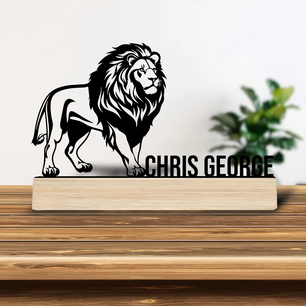 1pc Fashionable Personalized Custom Metal Statue Customizable Content With Wooden Base Home or Office Decorations