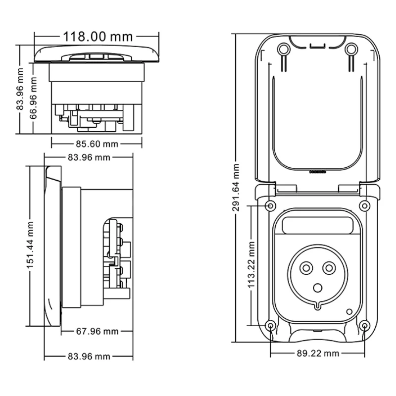 TYTXRV Camper 220V-240V 16A Zewnętrzne podłączane wodoodporne gniazdo wtykowe do przyczep kempingowych Akcesoria do kamperów