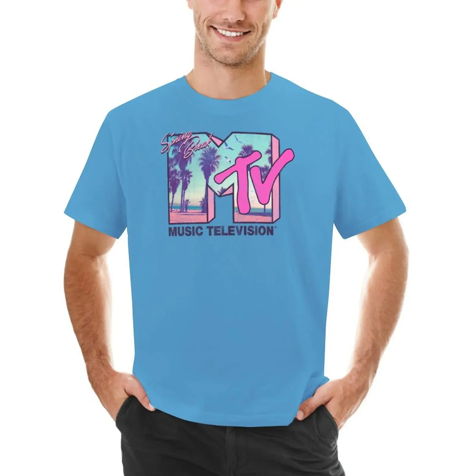 

MTV Spring Break Beach-Side Logo T-Shirt vintage clothes sweat customizeds mens champion t shirts