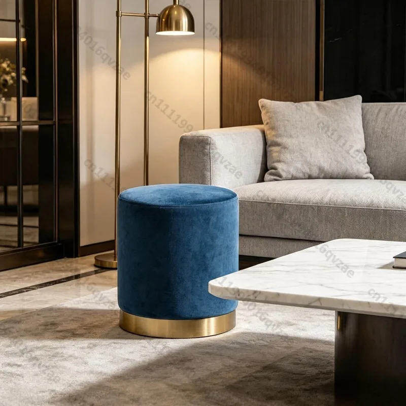 Custom Modern Round Footstool Luxury Elegant Velvet Footstool