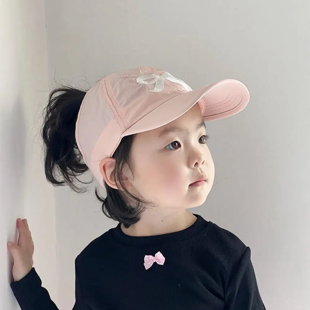 Korean Style Half Empty Top Hat Shading Hat Bow Summer Kid Sunhat Anti-UV Sun Hat No Top Beach Hat Children's Visor Hat Girls