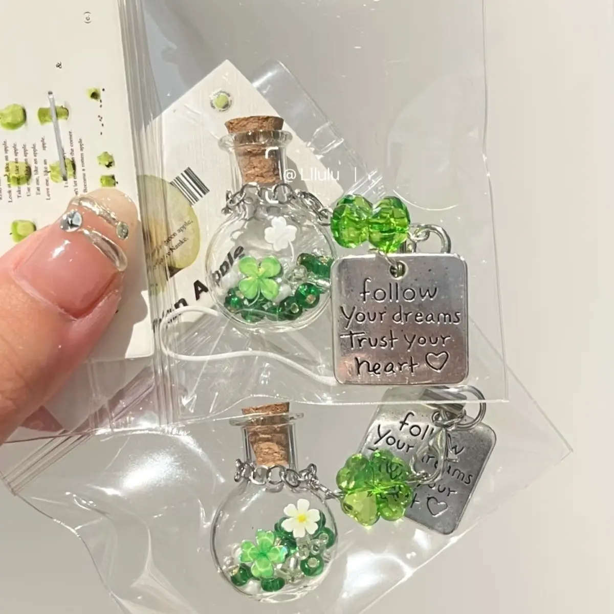 Mini Bottle Keychain Lucky Beaded Phone Strap for Bag Camera Fresh  Pendant Message in a Bottle Charm Sentimental Gift for Her