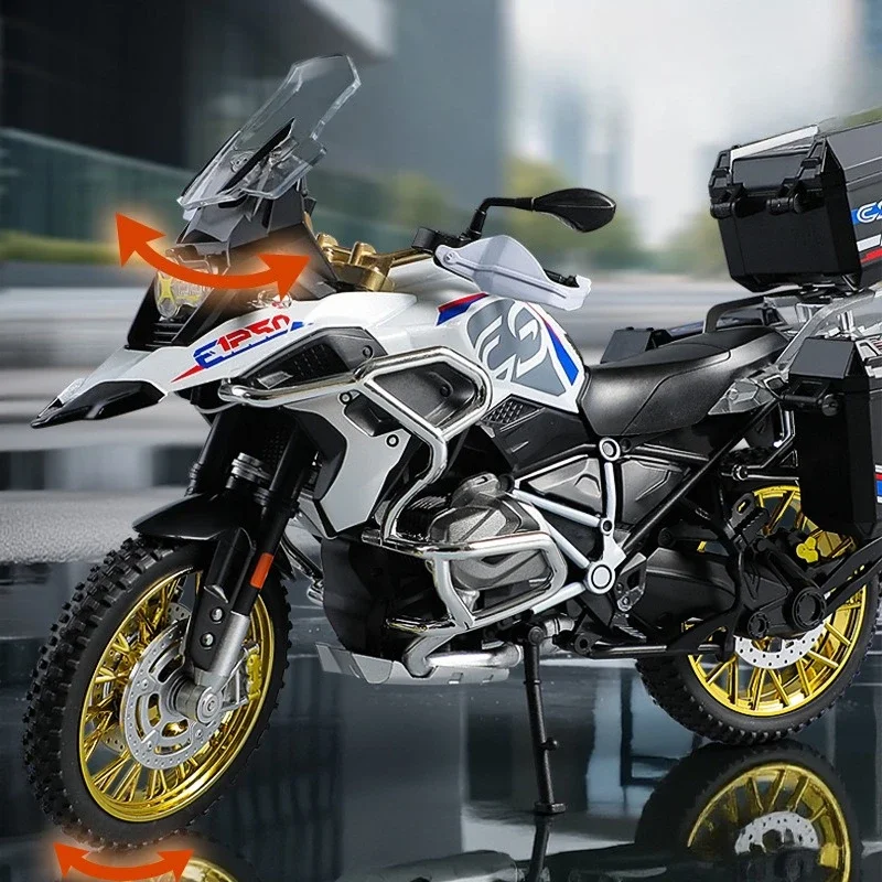 Simulation 1:10 Scale R 1250 GS Adventure Alloy Motorbike Model Children Alloy Motorcycle Model Toy Collection Home Decor