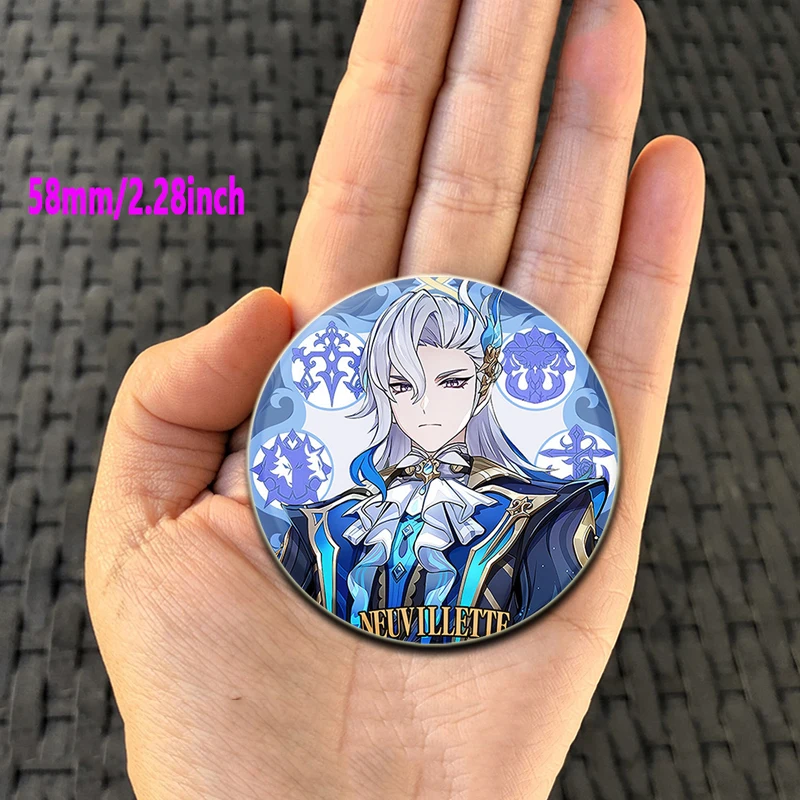 Hot Anime Geshin Impact Pins Tinplate Badge DIY Custom Cartoon Brooch Pin for Fans Collection Gifts Decorative Clothes Backpack