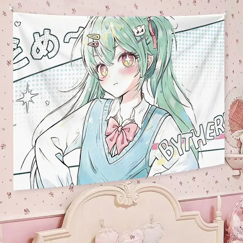 VIKAMA Anime Girl Ocean Tapestry Wall Hanging, 6 Designs, Wall Decor for Bedroom Living Room Dorm