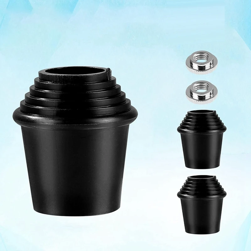 2 pacotes de pés de esporão de tambor de baixo, pés de borracha rosqueados das pernas do tambor de baixo com porcas de bloqueio para baixo