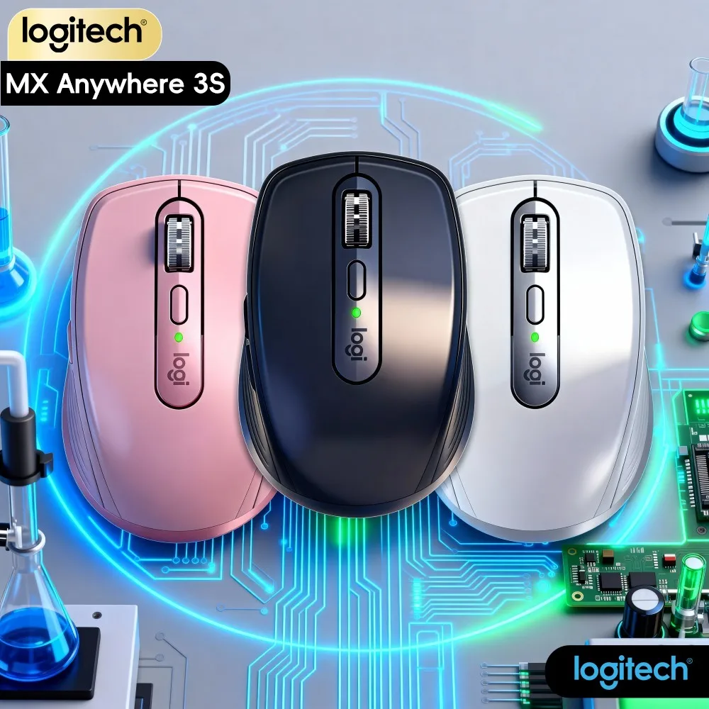 Durable Logitech MX Anywhere 3S - 8K DPI, Hyper-Scroll, Silent Click, USB-C Charging, Multi-OS Support, Travel-Ready Build