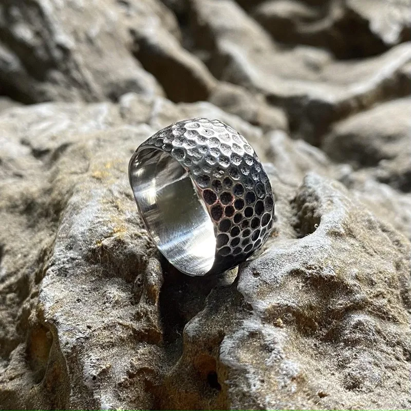 Nordic Vintage Cracking Circle Stainless Steel Point Unisex Ring Punk Party Gift For Mens Simple Rings Jewelry Wholesale Fashion