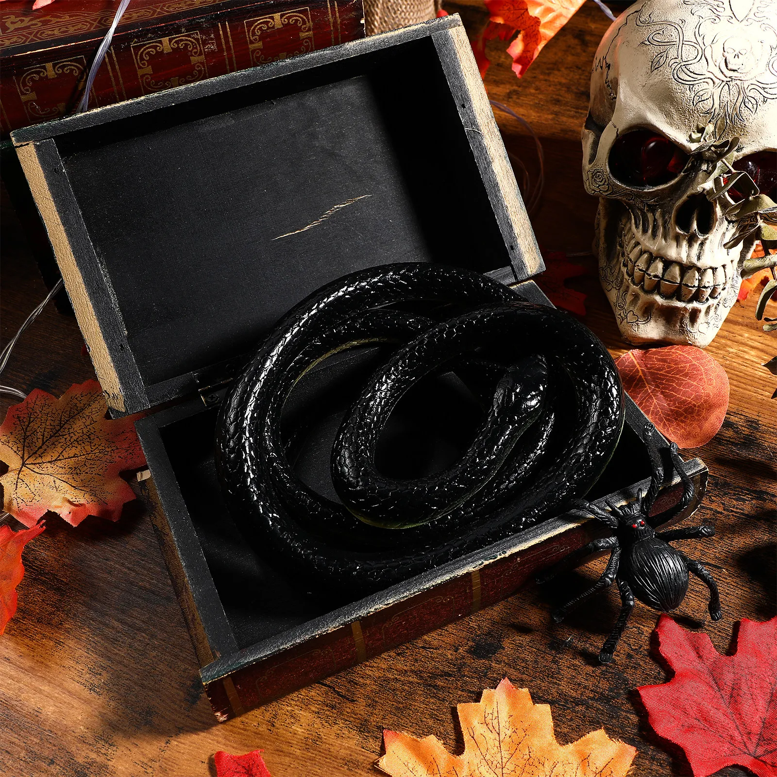 

Halloween Garden Toy Fake Black Snake Rubber Snakes April Fools' Day Scary Creepy Toys
