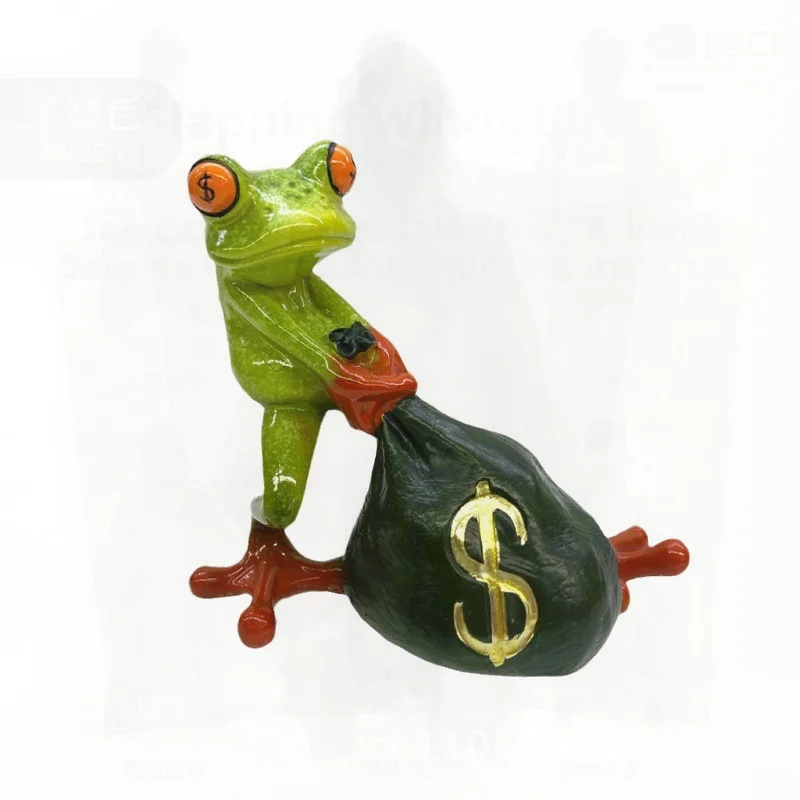 Nordic Style Resin Money Bag Decorative Ornaments Green Dollar Frog Creative Shop Gift Small Craft