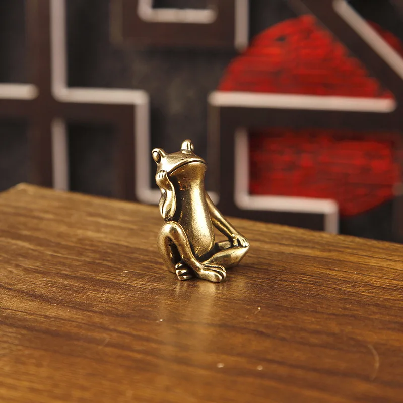 1/2Pcs Brass Retro Frog Ornament Creative Gill Bracket Frog Table Decoration Ornament