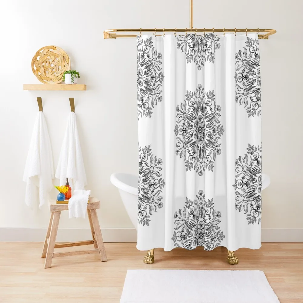 

Thrive - Monochrome Mandala Shower Curtain Cover For Shower For Bathroom Modern Showers For Bathroom Curtain