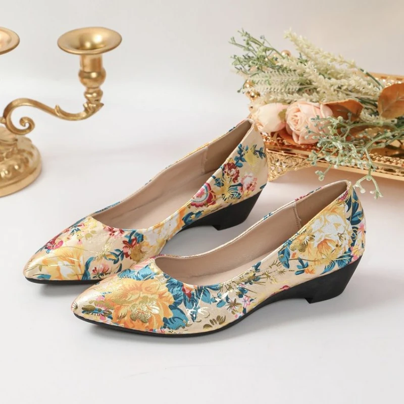 Frühling Herbst Druckdesign Spitze Damen Mid-Heel Einzelschuhe 2026 Mode Einfacher Stil Outdoor Freizeitschuhe für Damen – Detail 4