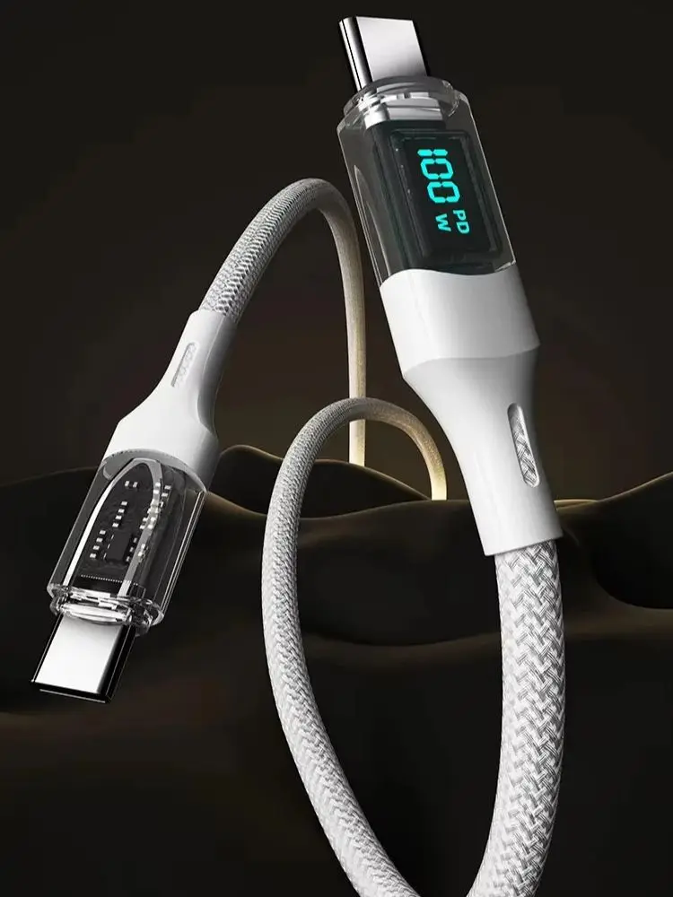 100W USB-C Kabel mit Super PD Schnellladung und LED-Anzeige für iPhone 17 16 15 Pro Max Air Samsung Huawei Xiaomi