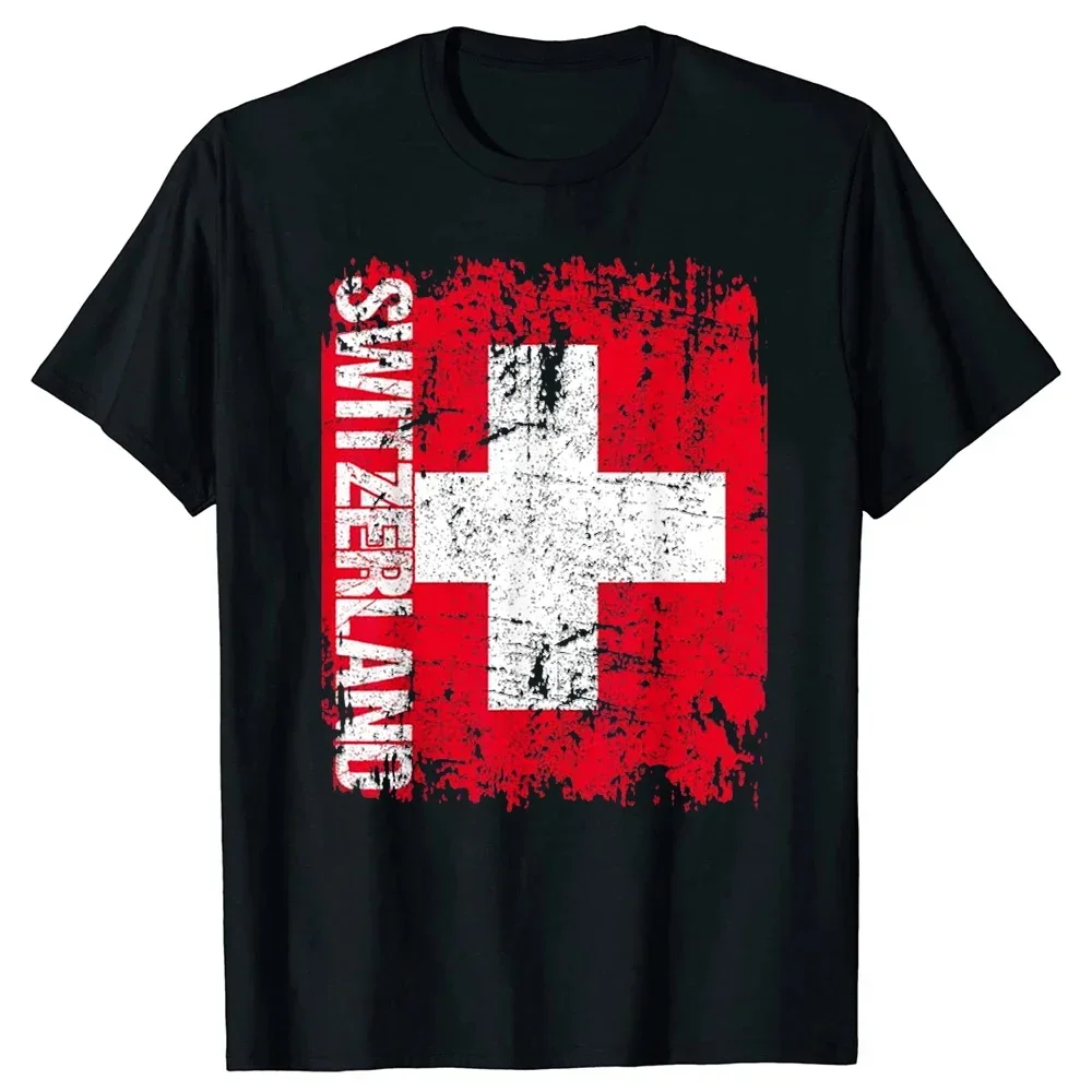 Super Swiss Proud Switzerland Flag T-Shirt  harajuku Men 100% Cotton Plus Size O-Neck Daily Casual Vintage Oversized Unisex Tees