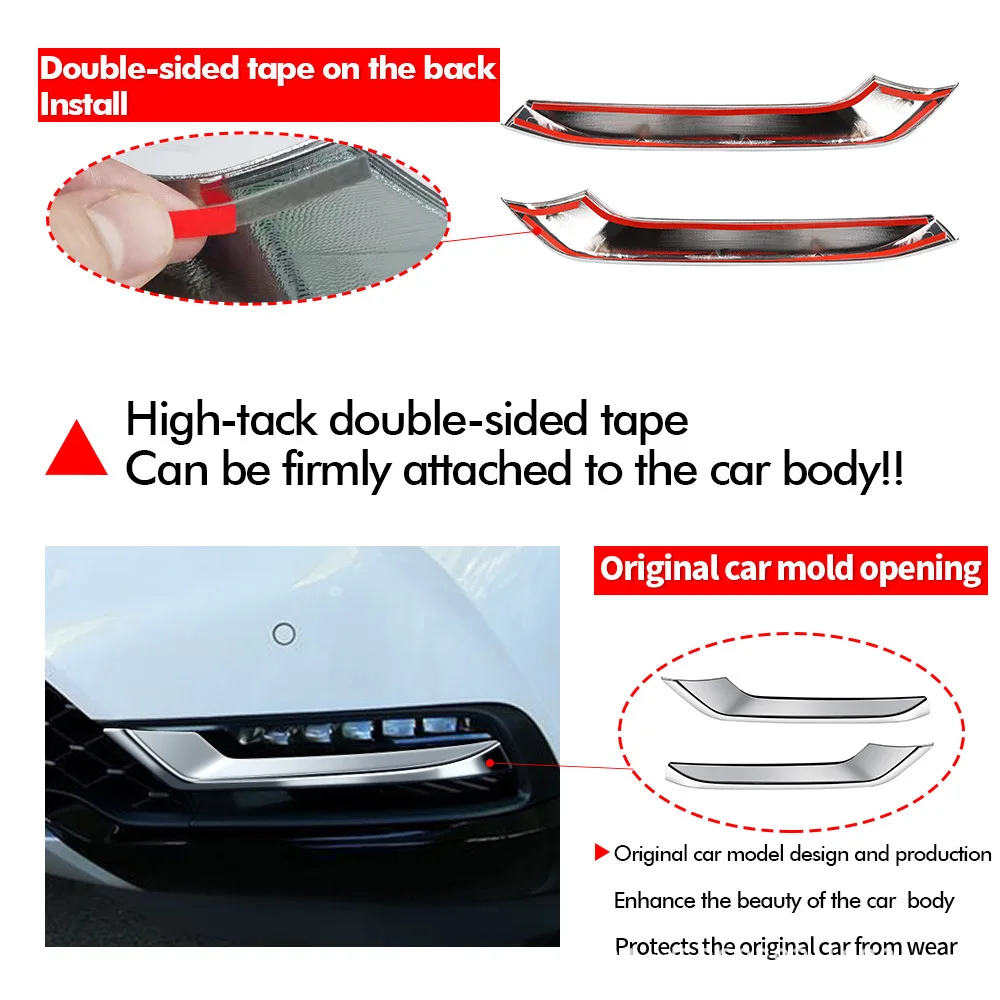 Chrome Front Bumper Grille Trim Strip ABS Fog Light Cover Trim for Honda HRV HR-V Vezel 2021 2022