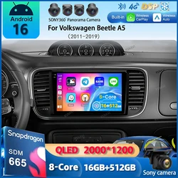 Android 16 Carplay Auto Car Radio For Volkswagen Beetle A5 2011-2019 Multimedia Video Player Navigation Stereo GPS WIFI+4G Audio