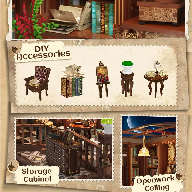 DIY Cottage Left Bank Study Model House Smart Fun House Hand Assembled Toy Micro Landscape House Mini House Art