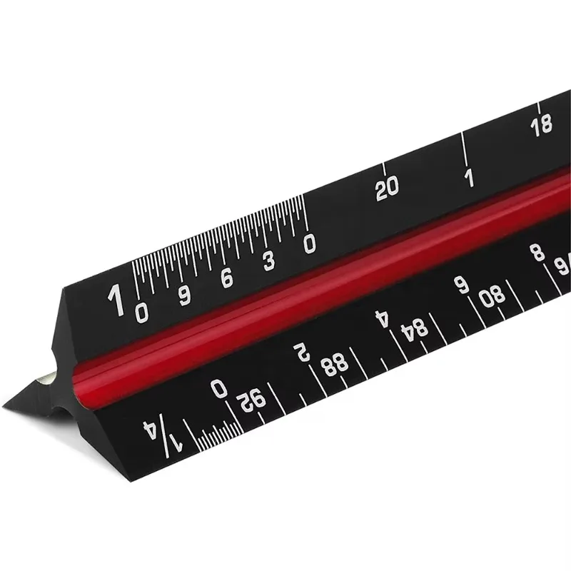 12 Inch Aluminum Architect Scale Ruler 6 Scales Laser Etched Markings Precision Architectural Drafting Measuring Tool
