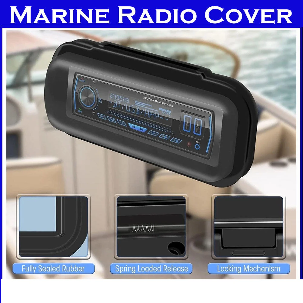 Universal Marine Stereo Radio Cover Waterproof Single DIN Boat Radio Housing Splashproof Radio Protector for Boat Yacht Marine