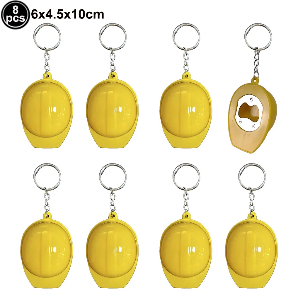 6/12/18/24 Stück Bau-Partygeschenke, Mini-Helm-Schlüsselanhänger, kleiner Sicherheitshut, Schlüsselanhänger, Bau-Themen-Geburtstagsparty-Dekorationen – Detail 2